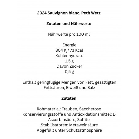 2023 Sauvignon Blanc Weingut Peth - Wetz