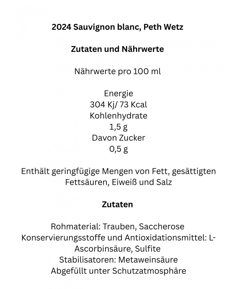 Zutaten und Nährwerte